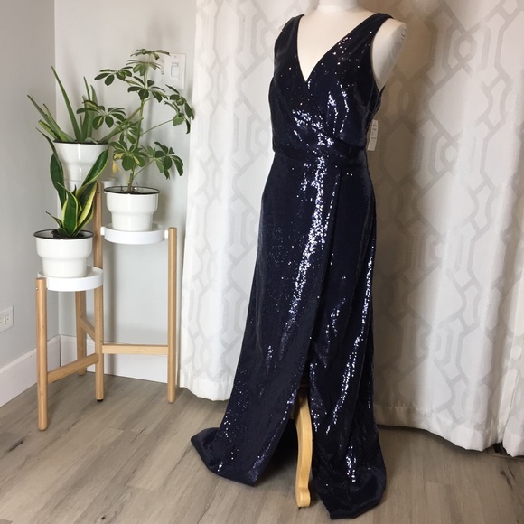 NWT Vince Camuto Navy Sequin Evening Dress, Sz 14 - Picture 4 of 8